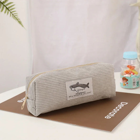 Cute Shark Pencil Case Embroidery Pen Bag Back to School Supplies Stationery Items for Girls Kids Desk Cute Accessories Gift