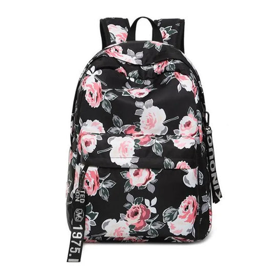 Fengdong School Bags for Teenage Girls Schoolbag Children Black Flower Backpack Elementary School Backpack Kids Book Bag Pack