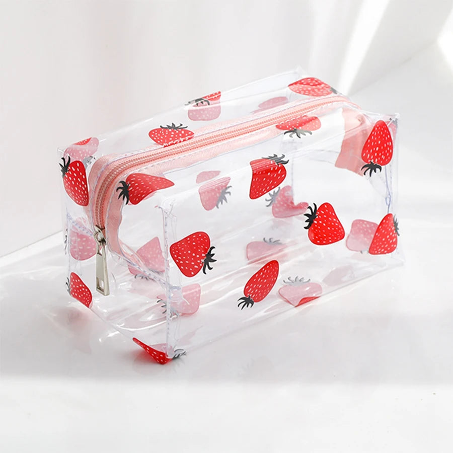 Kawaii Transparent Pencil Case Large Capacity Pen Box Ladies Cosmetic Bag Back to School Office Supplies Cute Stationery