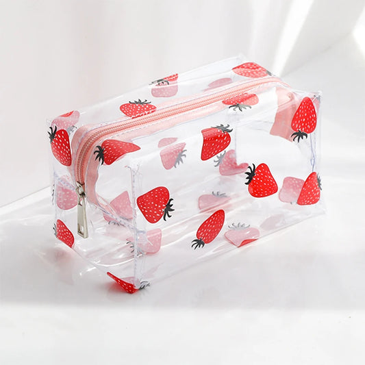 Kawaii Transparent Pencil Case Large Capacity Pen Box Ladies Cosmetic Bag Back to School Office Supplies Cute Stationery