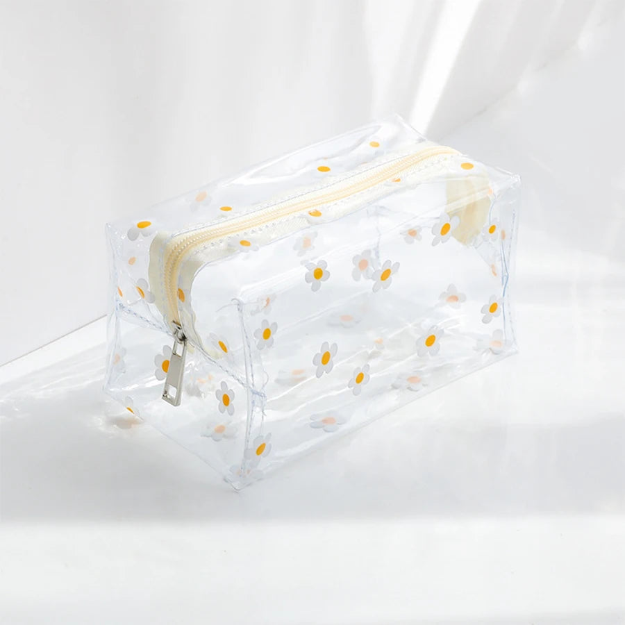 Kawaii Transparent Pencil Case Large Capacity Pen Box Ladies Cosmetic Bag Back to School Office Supplies Cute Stationery