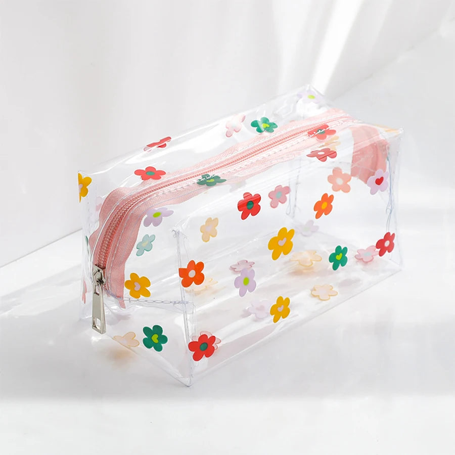Kawaii Transparent Pencil Case Large Capacity Pen Box Ladies Cosmetic Bag Back to School Office Supplies Cute Stationery